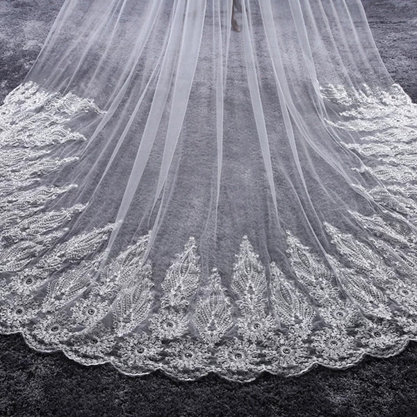 Korean Extra Long Stone Inlay Veil - Image 3
