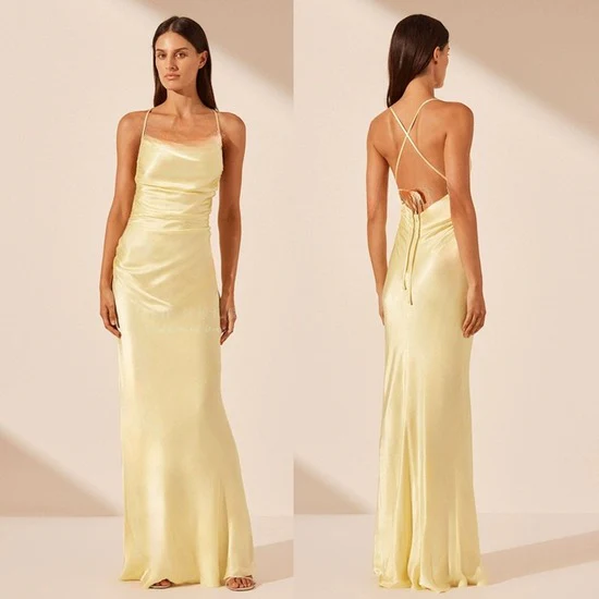Ladies Elegant Satin Dress - Image 11