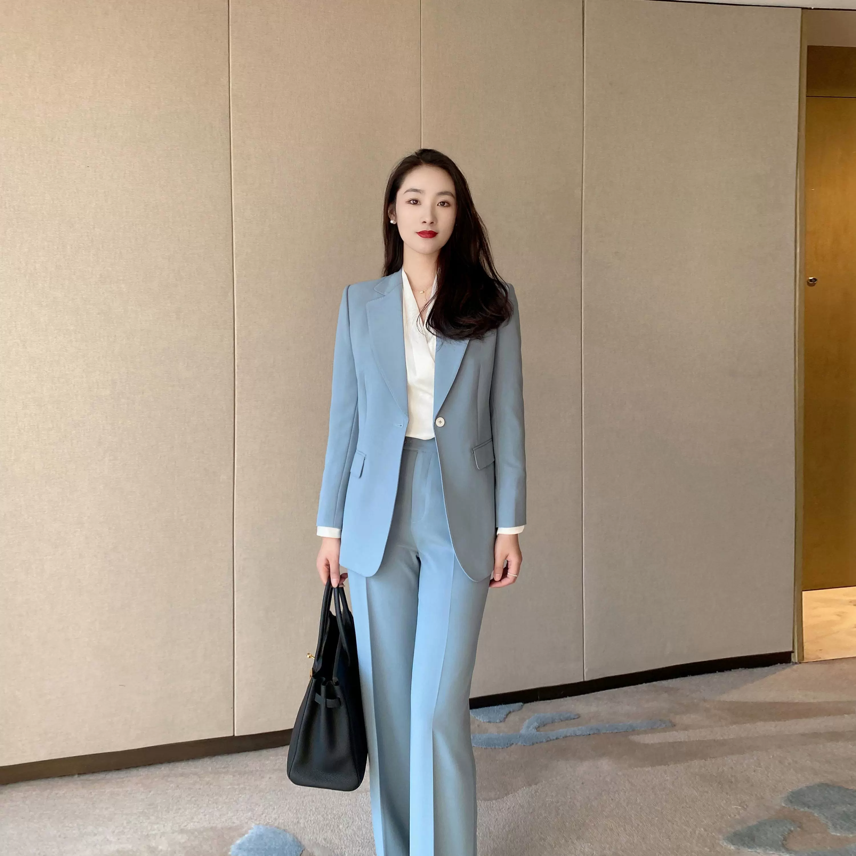Lake Blue Women's Spring Suit Jacket Two-Piece Set