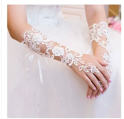 Long Lace Wedding Gloves Accessory - Image 3