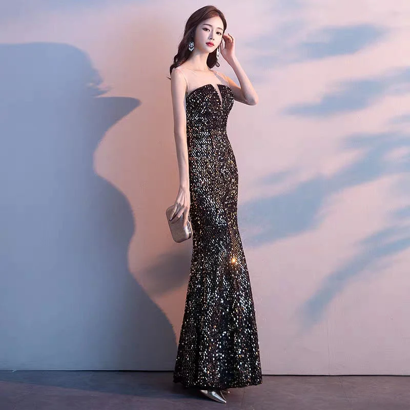 New Gas Field Queen Black Sexy Temperament Long Fishtail Host banquet annual meeting evening dress skirt female - Image 3