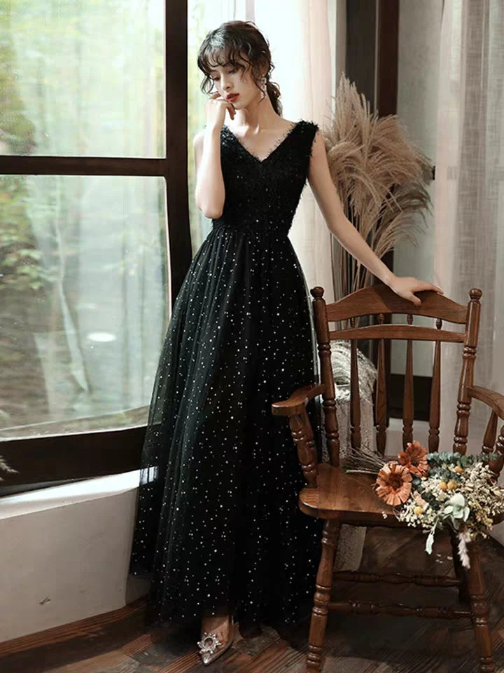 New Gas Field Queen High-End Atmosphere Party Temperament Evening Dress Skirt Black Slim Long Shoulders - Image 3