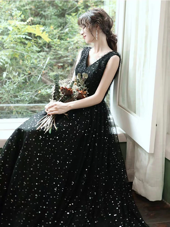 New Gas Field Queen High-End Atmosphere Party Temperament Evening Dress Skirt Black Slim Long Shoulders - Image 5