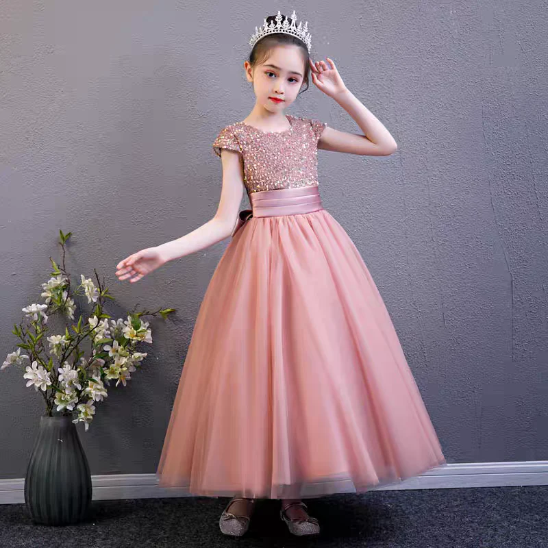 EG-SALE-AME-00167 Elegant Pink Tulle Dress for Girls | Handmade Party & Wedding Gown | Ame_handmadesg - Image 2