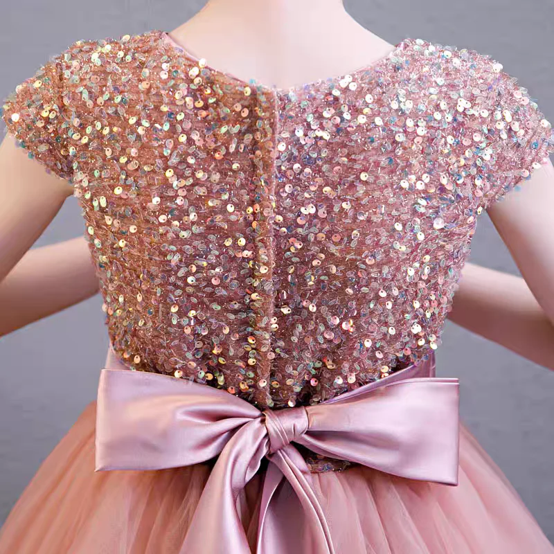 EG-SALE-AME-00167 Elegant Pink Tulle Dress for Girls | Handmade Party & Wedding Gown | Ame_handmadesg - Image 5