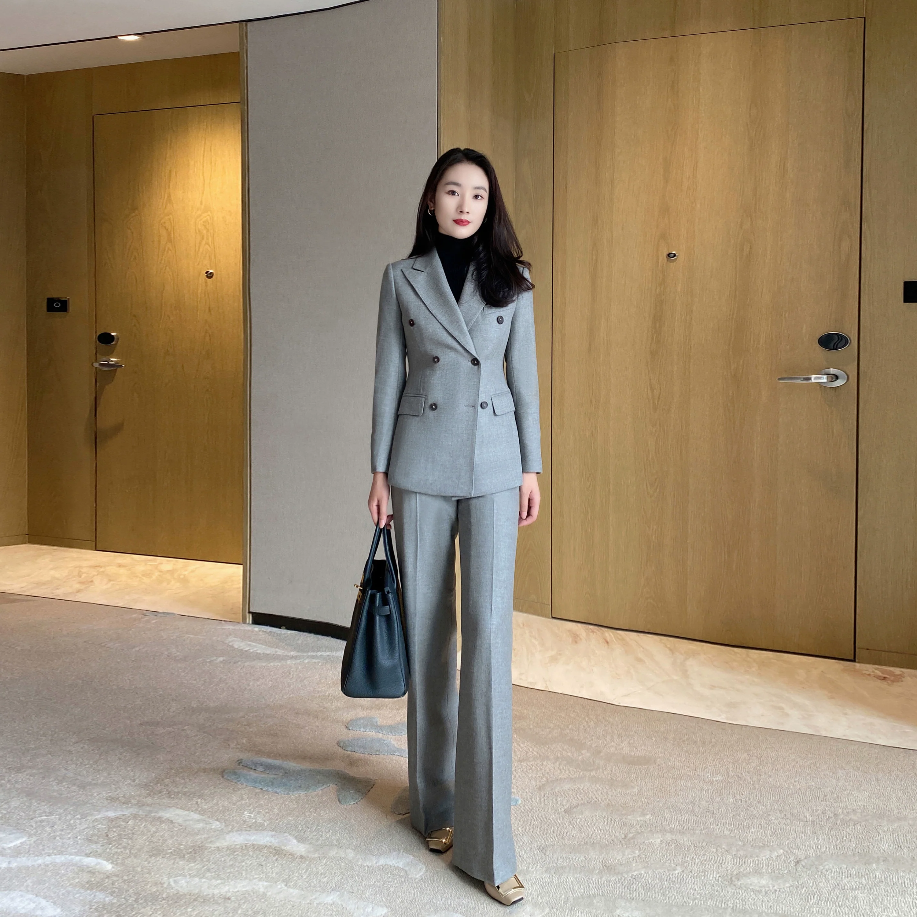 Premium Light Grey Wool Suit Jacket and Trousers - Image 6