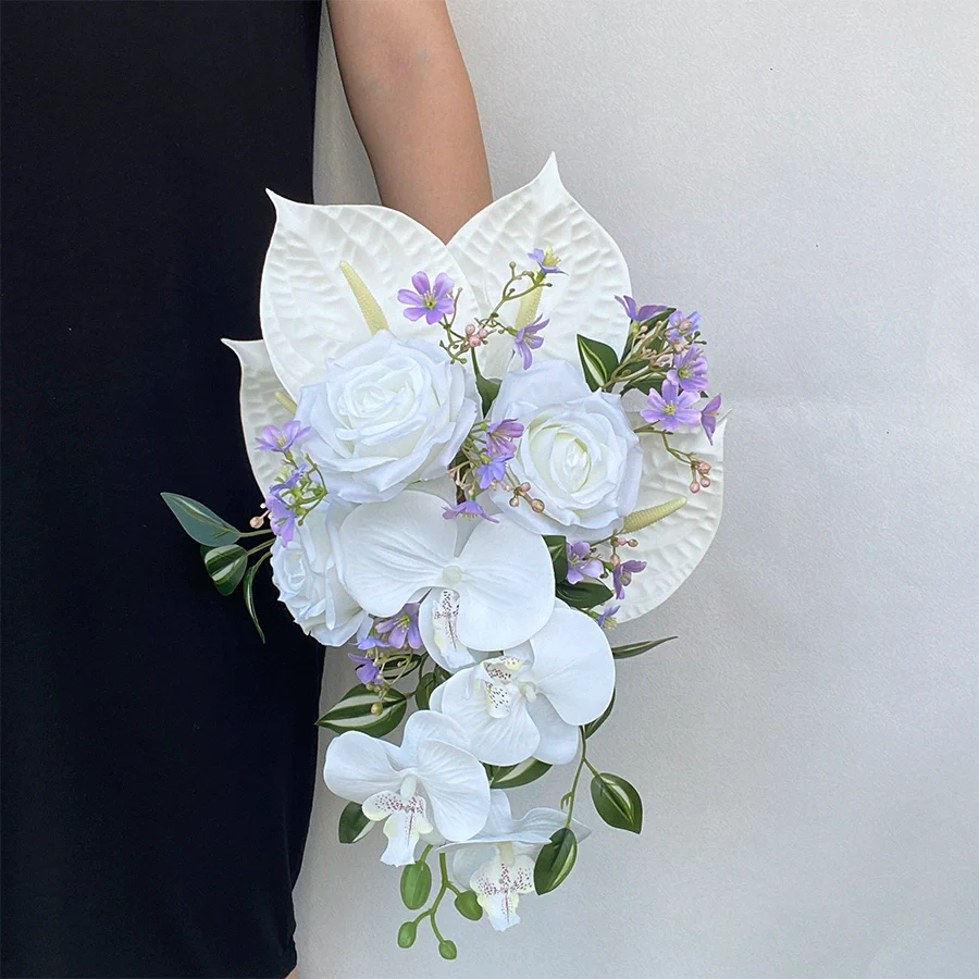 Purple Realistic Bridal Photo Prop Handheld Bouquet Decoration - Image 7