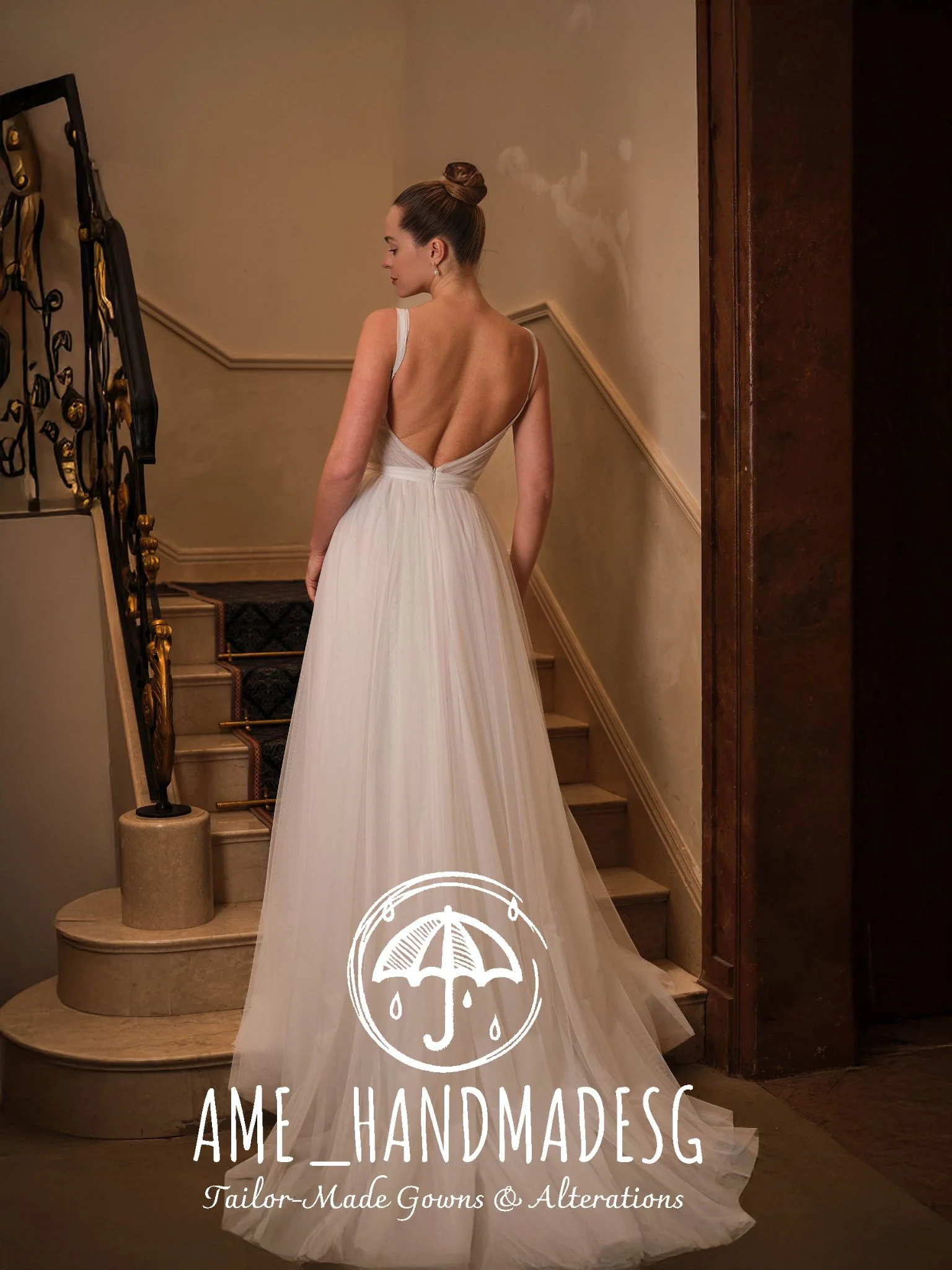 Ethereal Grace — Minimalist Backless A-Line Wedding Gown - Image 2