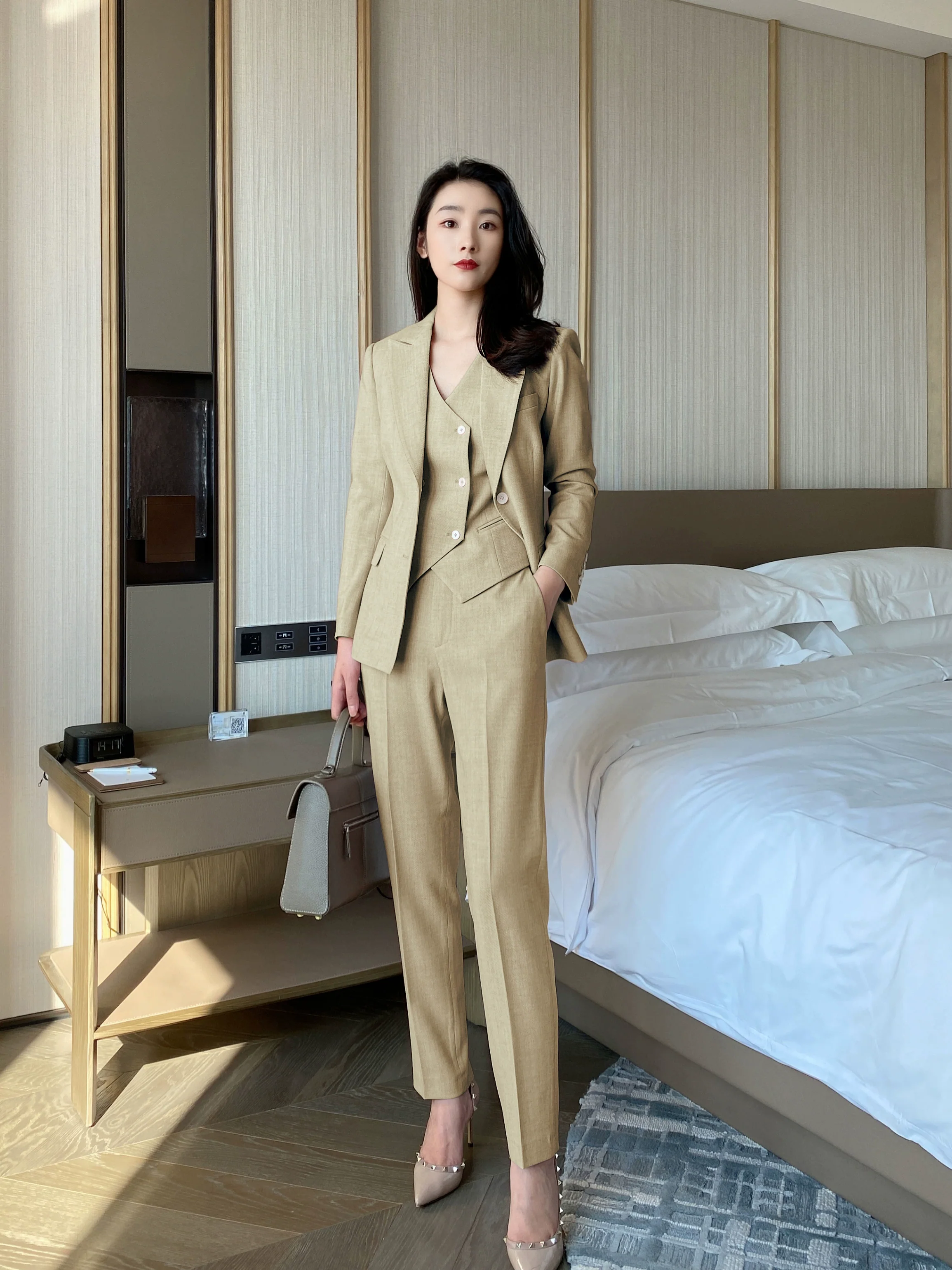Summer Yellow Women's Sophisticated Suit Set – Jacket, Vest, Trousers - Image 5