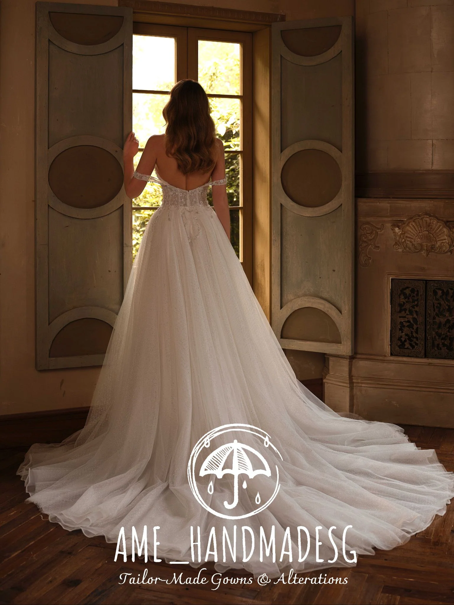 Aurora Grace – A Lace A-Line Bridal Gown with Soft Tulle Train - Image 2