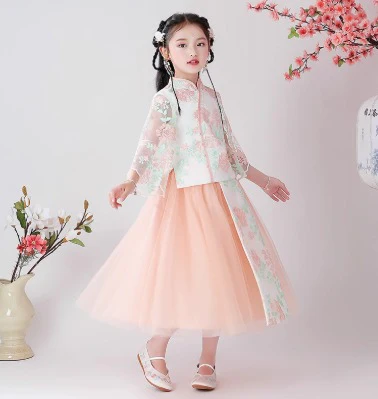 Traditional Chinese Hanfu Summer Dress for Children - Elegant Cultural Clothing - Image 3