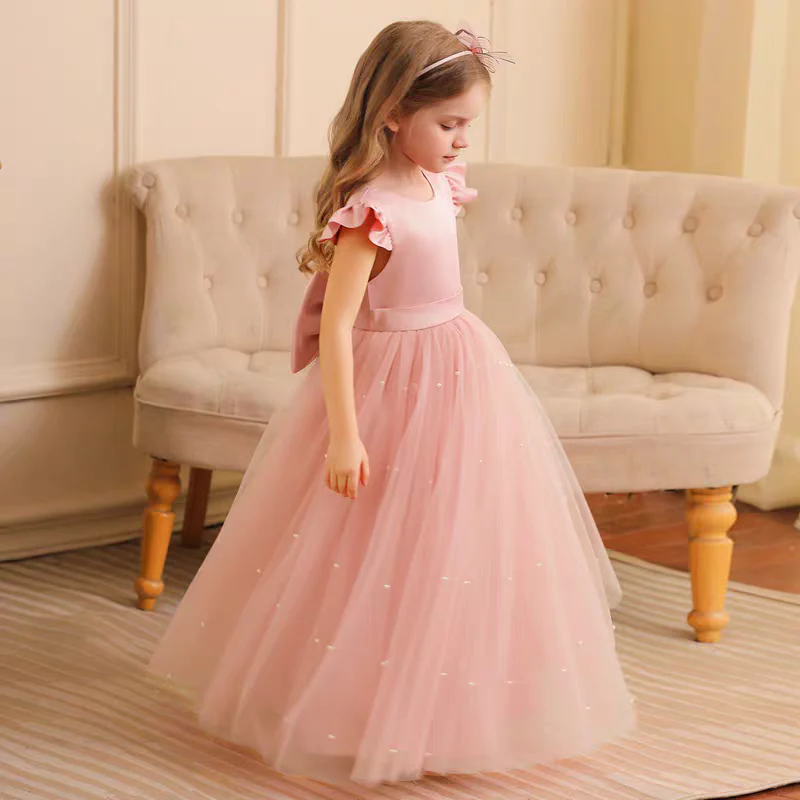 EG-SALE-AME-00163 Elegant Tulle Flower Girl Dress - Handmade Satin & Tulle Gown by Ame_handmadesg - Image 5