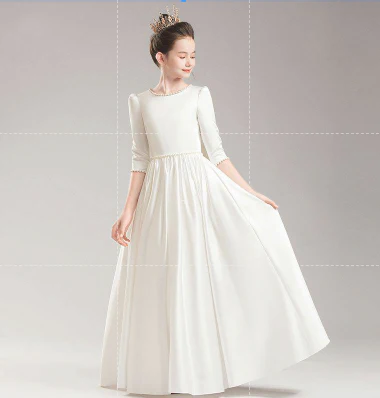 EG-SALE-AME-00180 Tulle Flower Girl Dress - Handmade Satin & Polyester Blend - Custom Sizes Available by Ame Handmadesg - Image 2