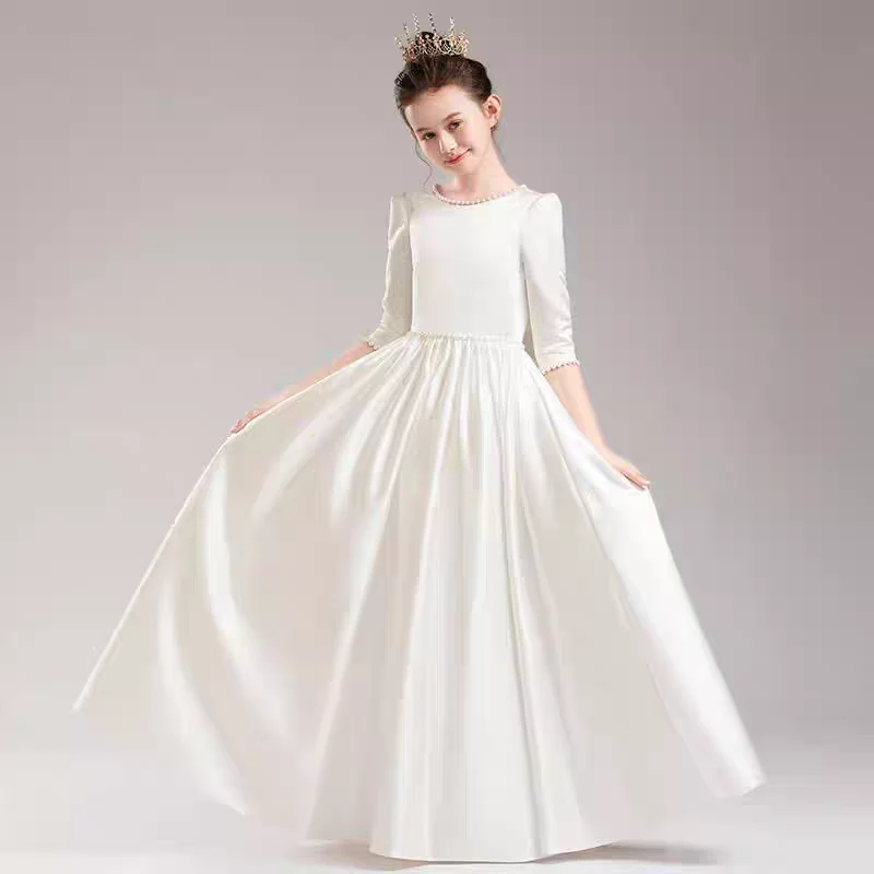 EG-SALE-AME-00180 Tulle Flower Girl Dress - Handmade Satin & Polyester Blend - Custom Sizes Available by Ame Handmadesg - Image 4