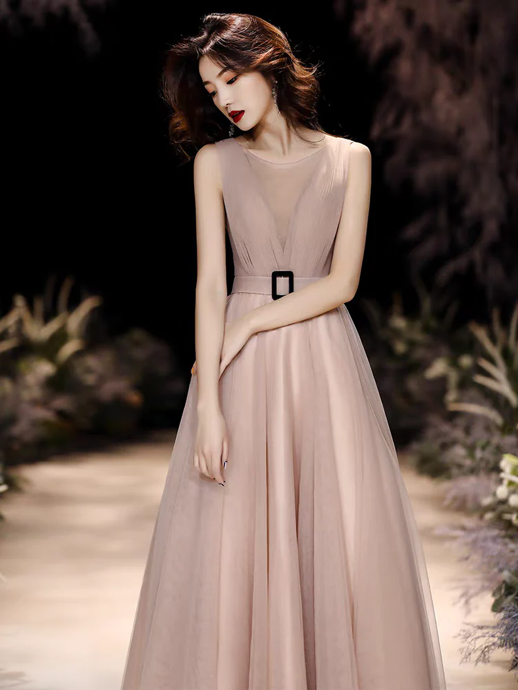 EG-SALE-AME-00103 Banquet evening dress female host champagne color temperament light luxury niche high-end high-end birthday dress - Image 3