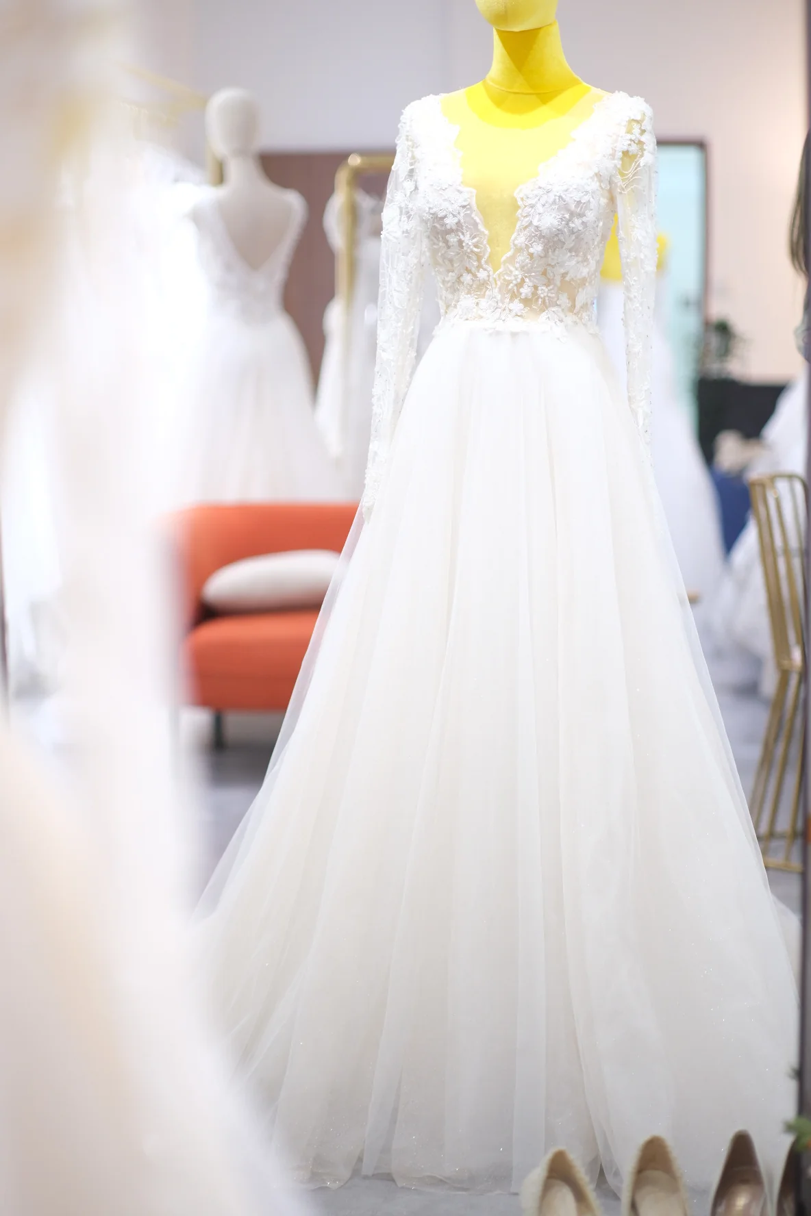 Lux Half Lace Beaded & Glitter Wedding Gown | Ready-to-Wear