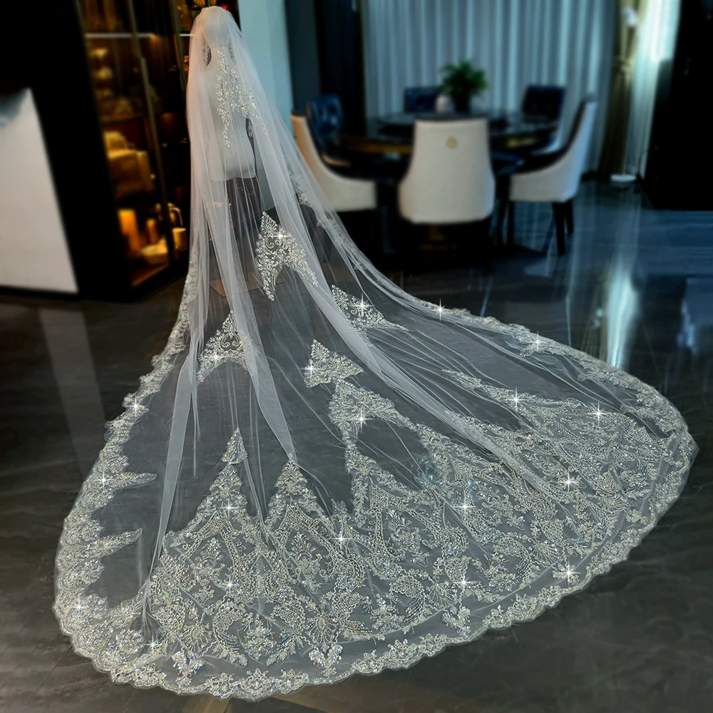 Wedding Veil Beaded Embroidered 3.5m - Image 3