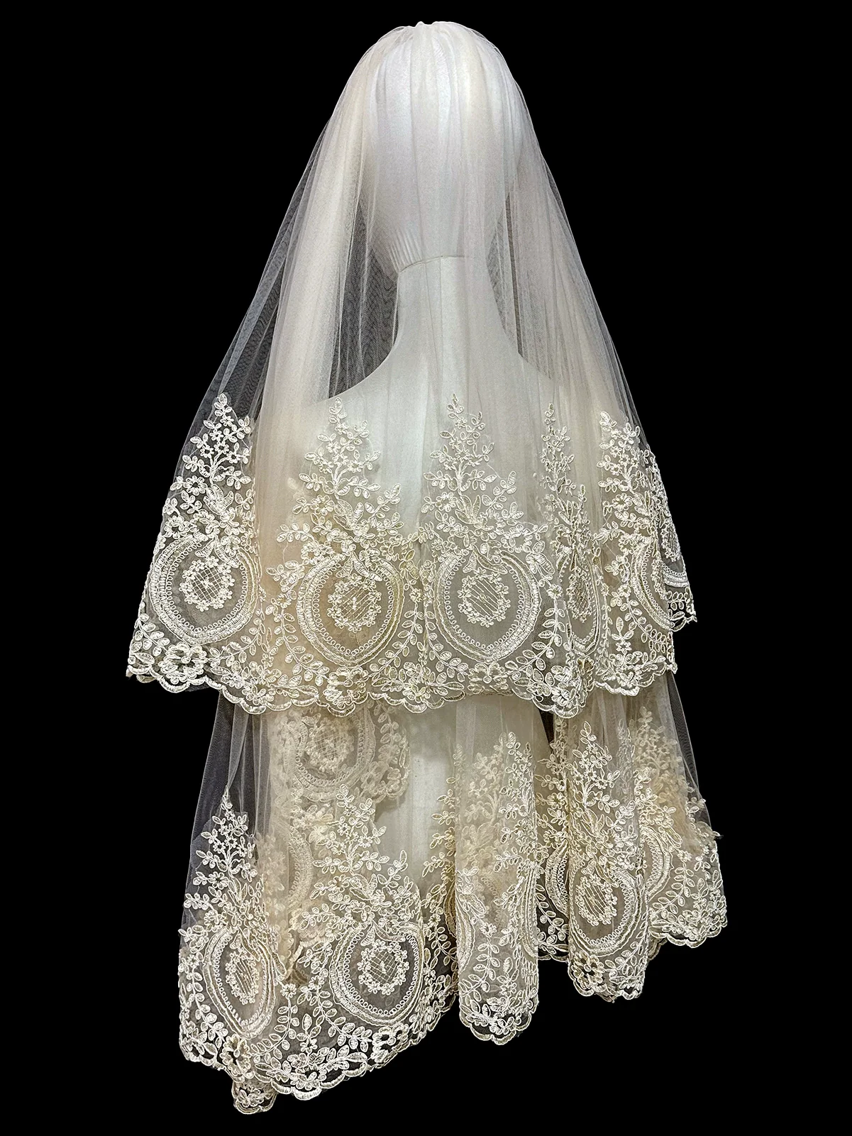 Wedding Veil Double Layer Champagne | Amehandmadesg - Image 5