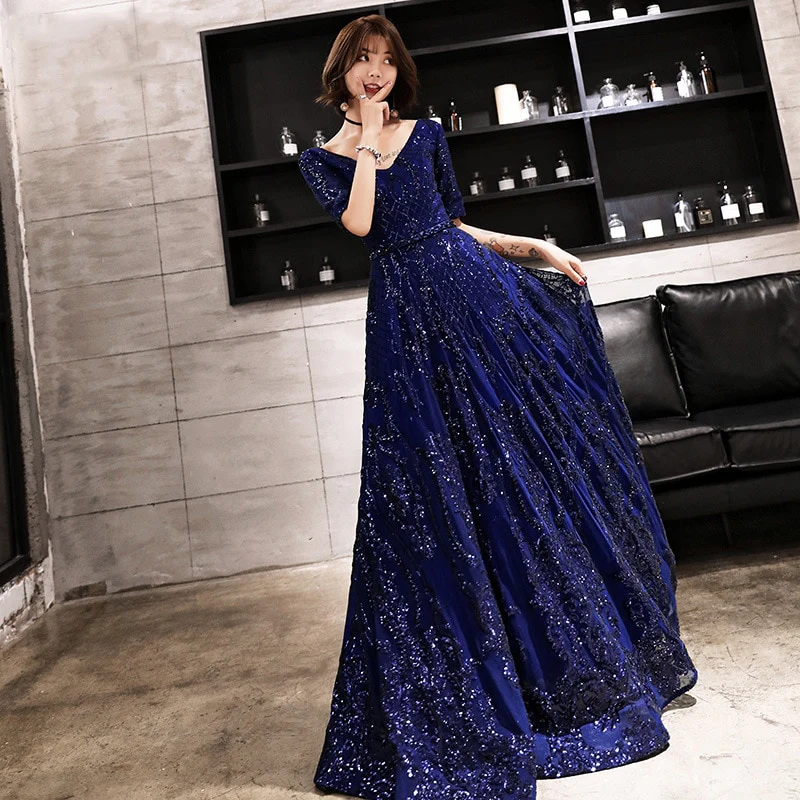 Women's Evening Dress Dark Long Skirt Steel With Shiny Noble Atmosphere - Image 3