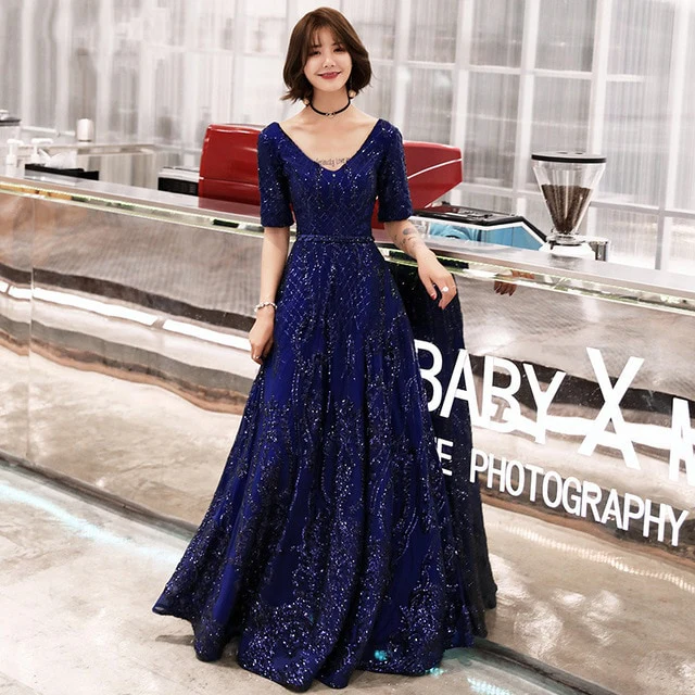 Women's Evening Dress Dark Long Skirt Steel With Shiny Noble Atmosphere - Image 5