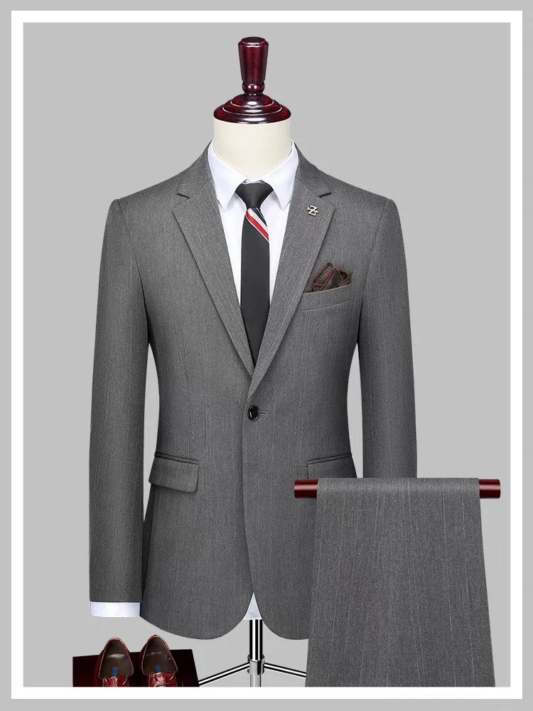 Suit Men's Wedding Formal Fit Korean Style Business British Work Suit Handsome - Image 6