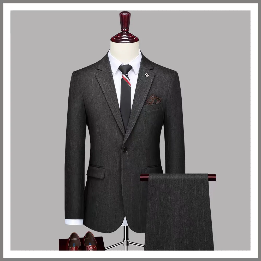 Suit Men's Wedding Formal Fit Korean Style Business British Work Suit Handsome - Image 8